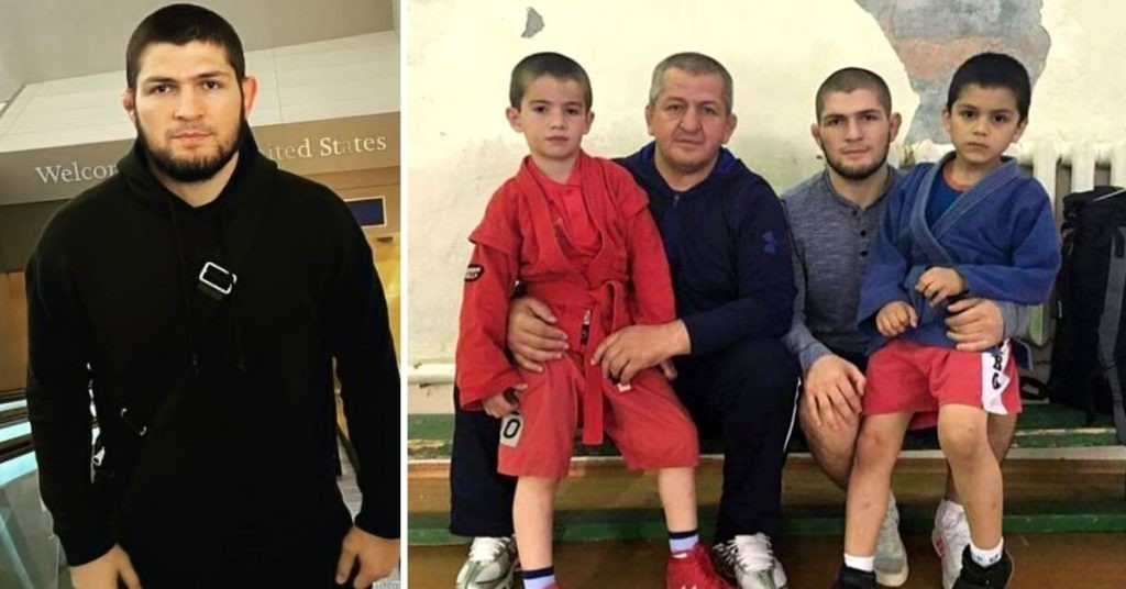 Khabib Nurmagomedov with his father and kids