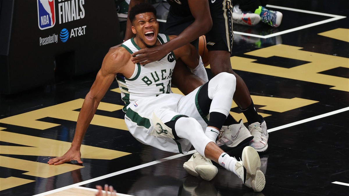 Giannis Antetokounmpo leaves Game 4 with an injury