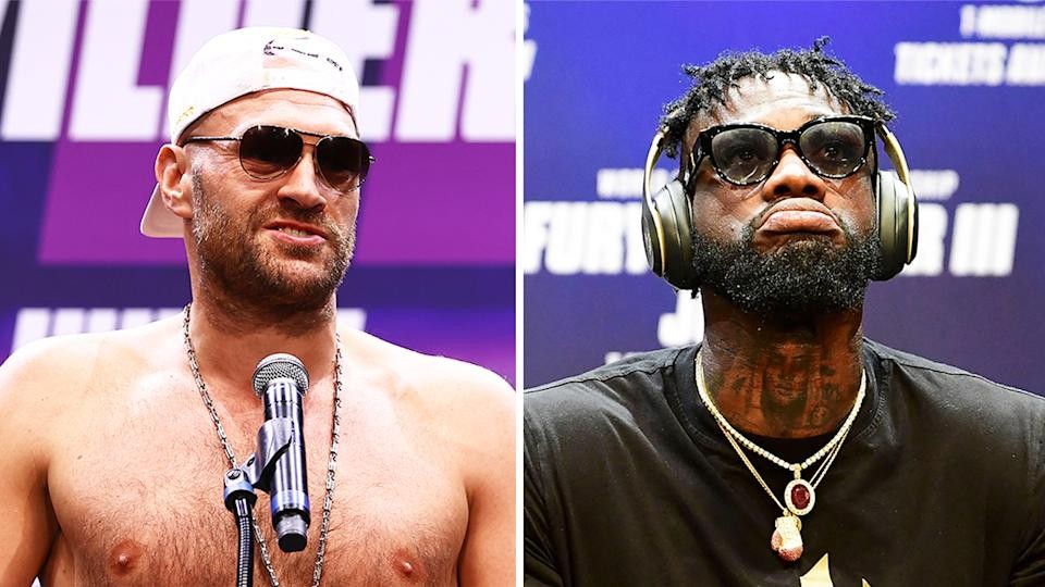 Tyson Fury and Deontay Wilder at the press conference