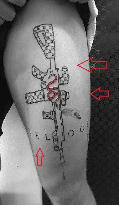 Jake Paul gun tattoo