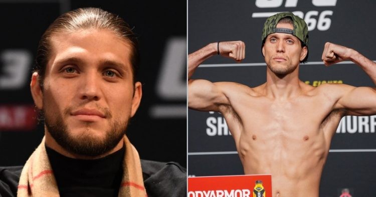 Brian Ortega looks on (left) and Brian Ortega weigh-in (right)
