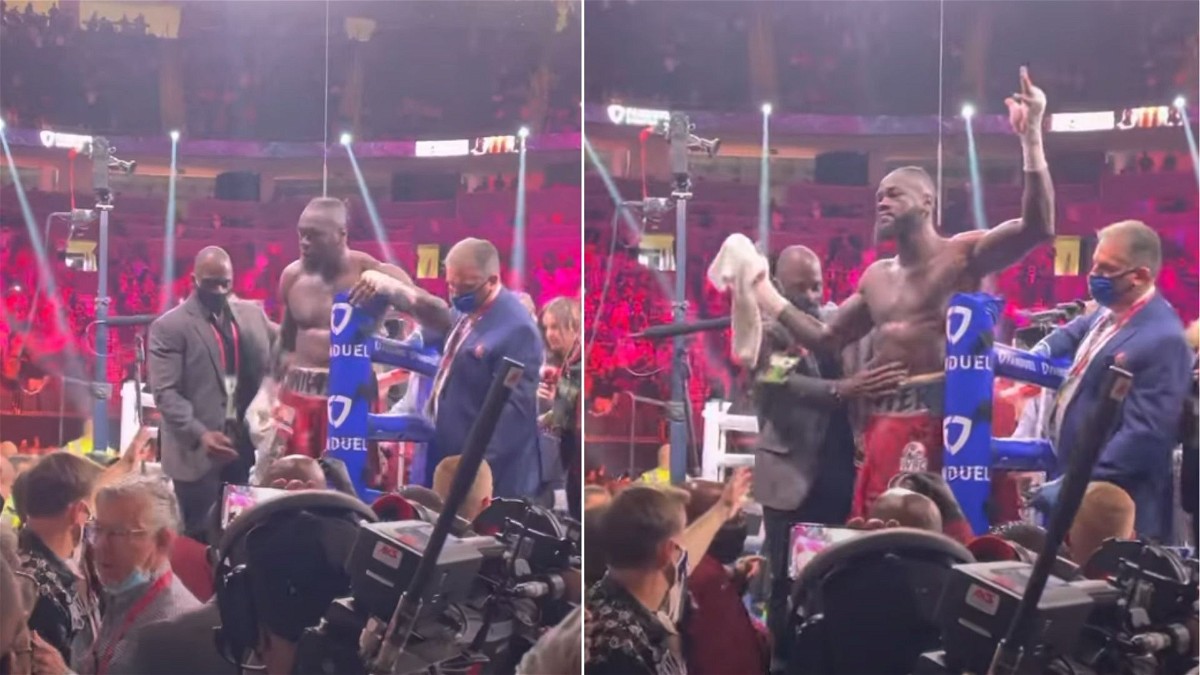 Deontay Wilder with fans following trilogy fight with Tyson Fury