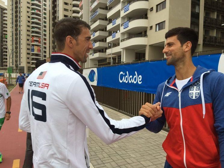 Michael Phelps and Novak Djokovic at Rio Olympics 2016