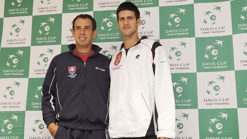 Dominik Hrbaty with Novak Djokovic