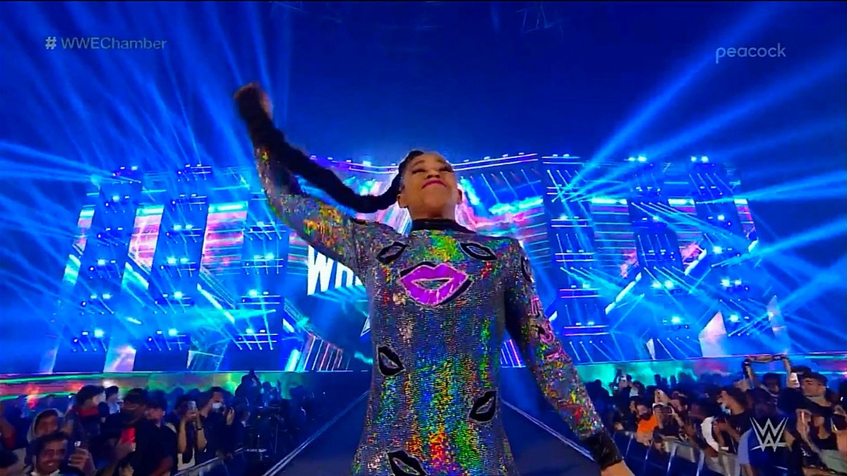Bianca Belair at the Elimination Chamber (Image Courtesy: Twitter)