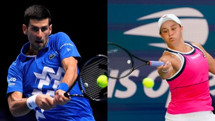 Tennis stars Novak Djokovic and Ashleigh Barty