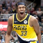 myles turner of the indiana pacers (Photo by Andy Lyons/Getty Images)
