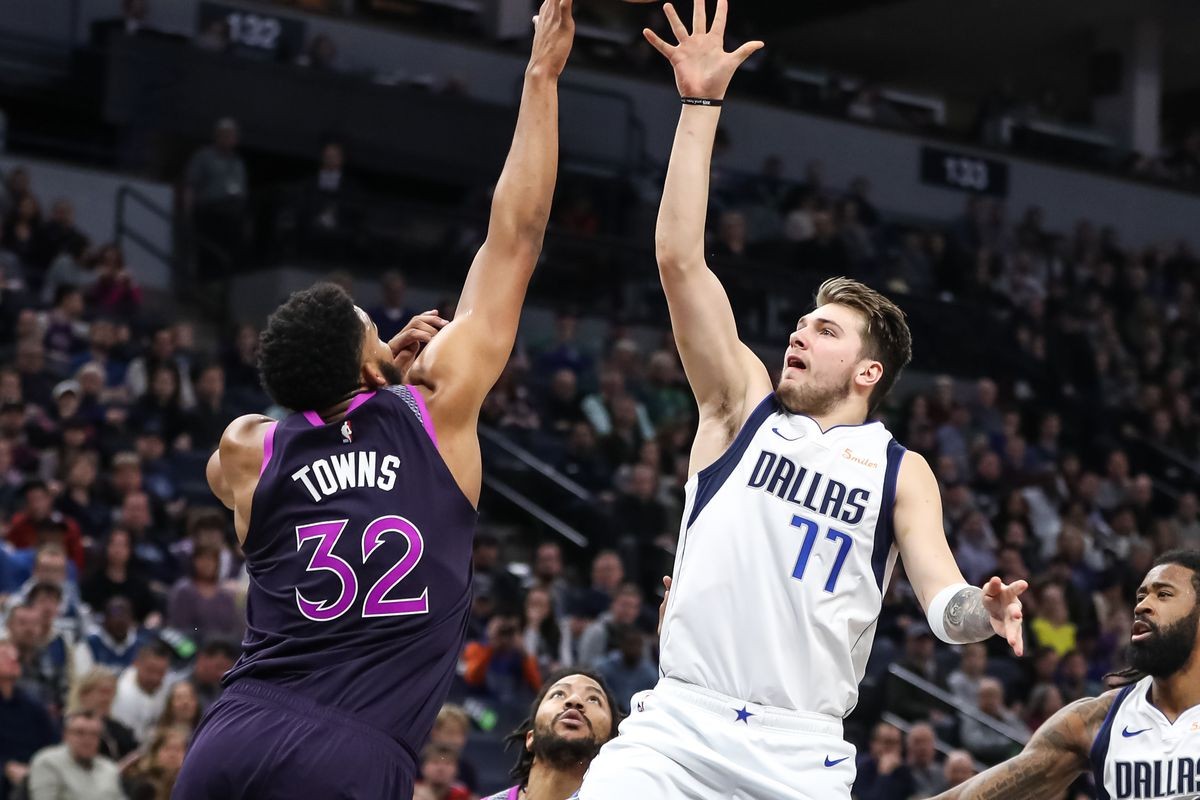 Luka Doncic of the Dallas Mavericks and Karl Anthony Towns via Twitter