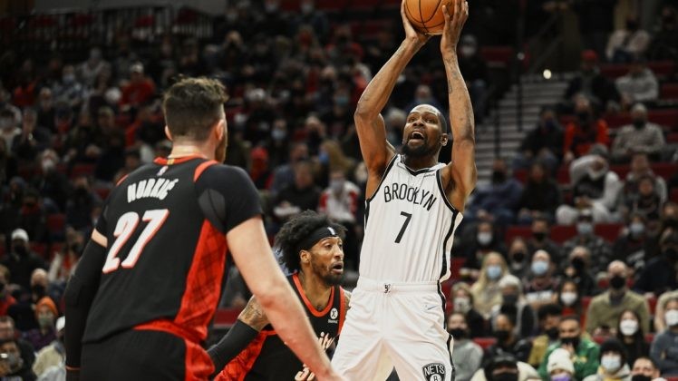 Kevin Durant of the Brooklyn Nets against the Portland Trail Blazers via Twitter