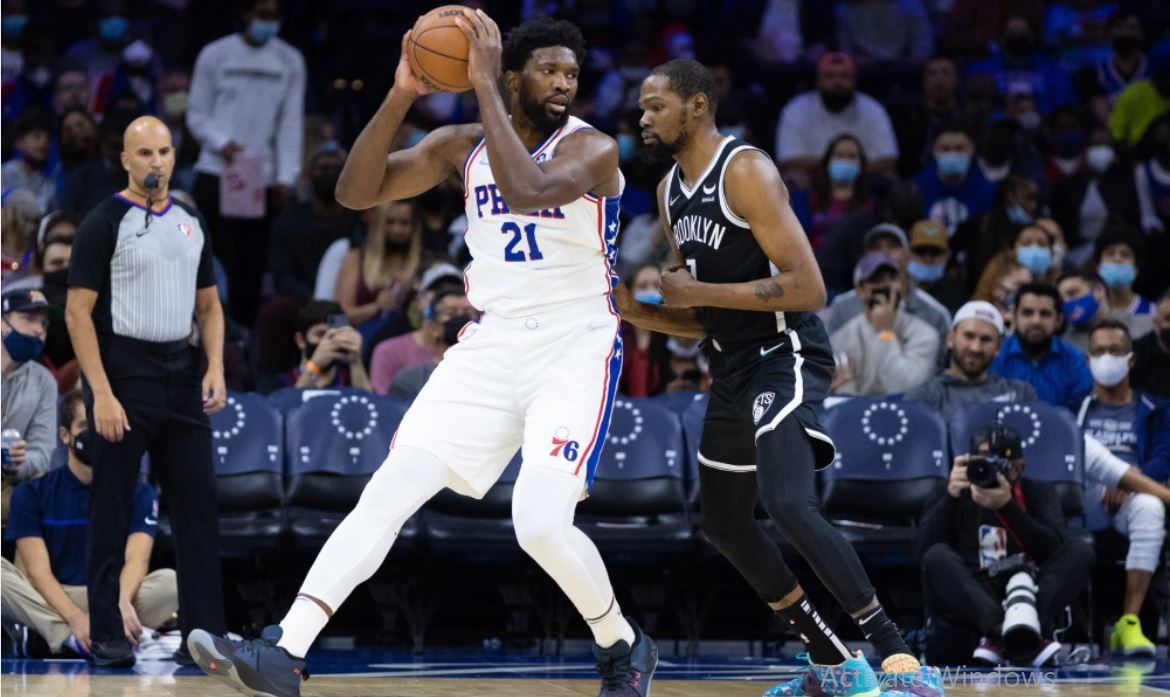 Joel Embiid of the Philadelphia 76ers and Kevin Durant of the Brooklyn Nets via Twitter