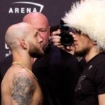 Brian Kelleher vs Umar Nurmagomedov face off at the UFC 272 weigh in