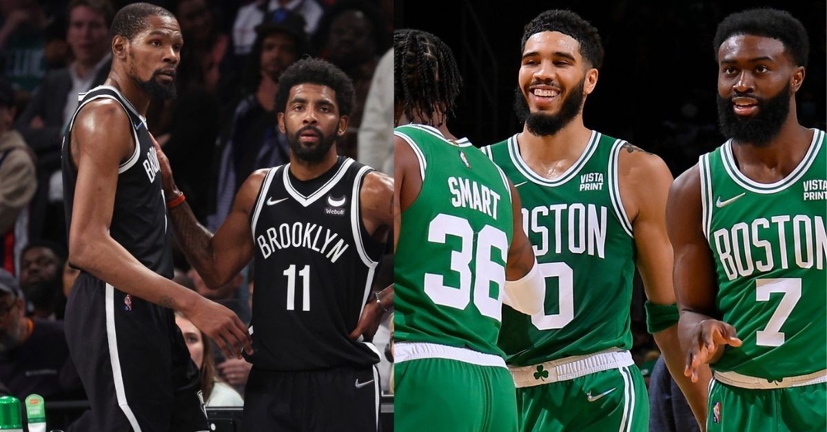 Kevin Durant and Kyrie of Brooklyn Nets vs tatum and brown celtics