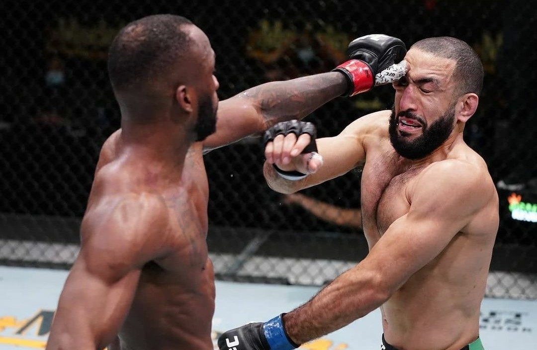 Leon Edwards with a nasty eye poke during his fight against Belal Muhammad