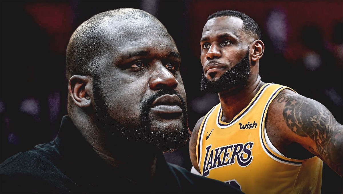 Shaquille O'Neal and LeBron James via LakersDaily