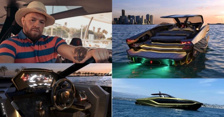 Conor McGregor and his luxury yacht. (Images via Twitter)