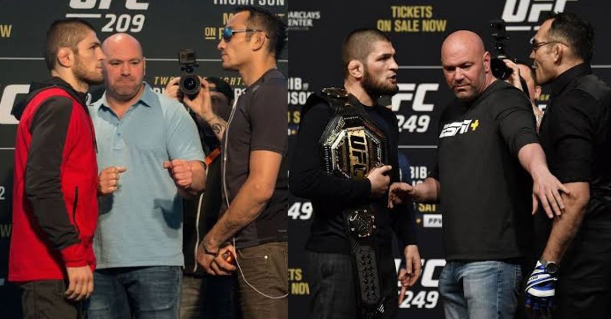 Khabib Nurmagomedov and Tony Ferguson faceoff ahead of their scheduled bouts at UFC 209 and UFC 249 respectively