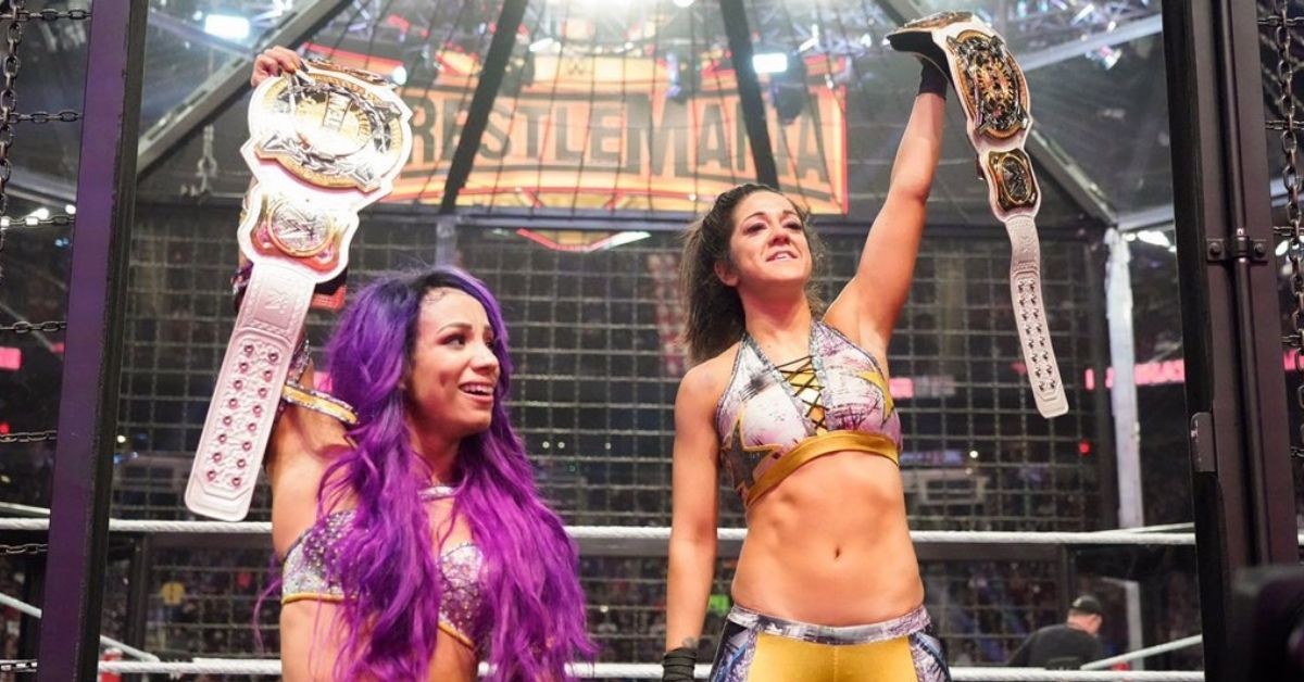 Bayley and Sasha Banks becoming the first-ever WWE Women's Tag Team Champions.