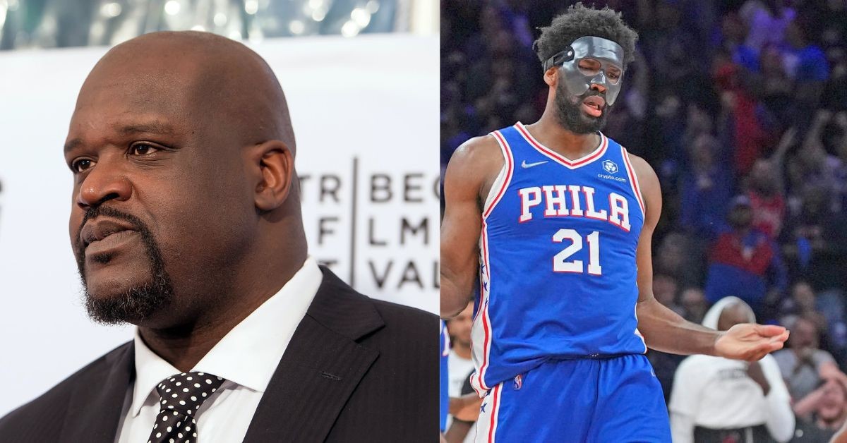 Shaquille O'Neal and Joel Embiid Masked up