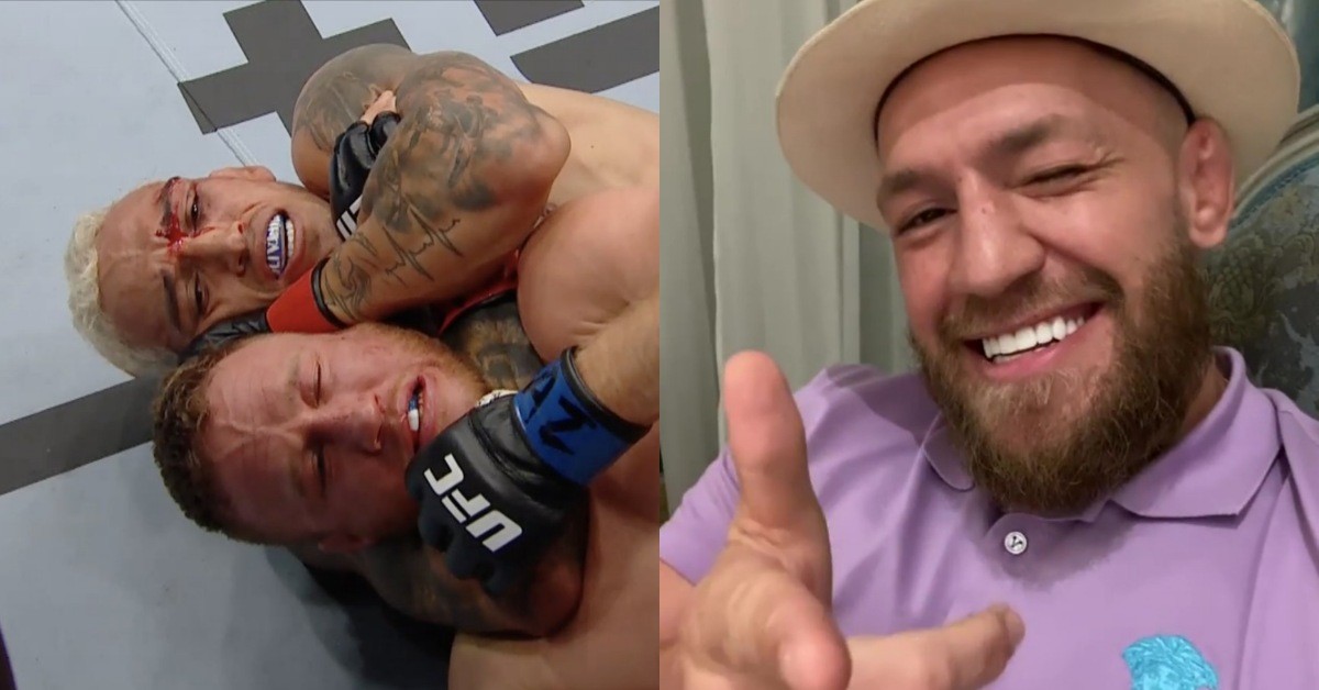 Conor McGregor reacts to Charles Oliveira choking out Justin Gaethje at UFC 274