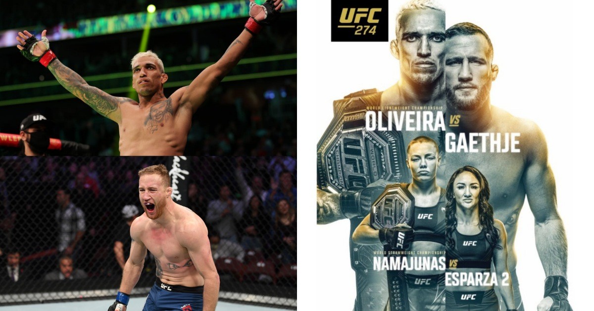 Charles Oliveira, Justin Gaethje and UFC 274 fight poster