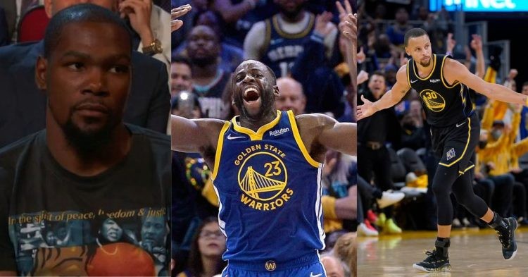 Kevin Durant, Draymond Green and Stephen Curry