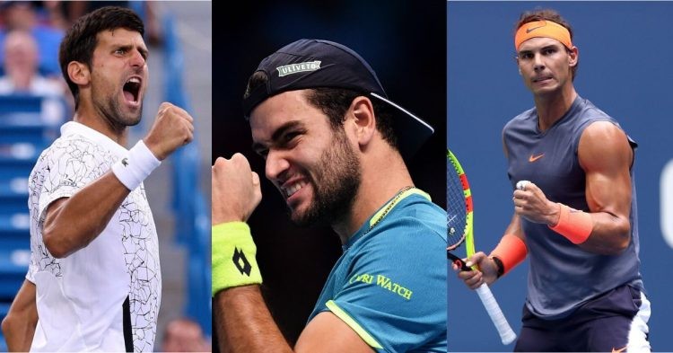 Novak Djokovic, Matteo Berrettini and Rafael Nadal