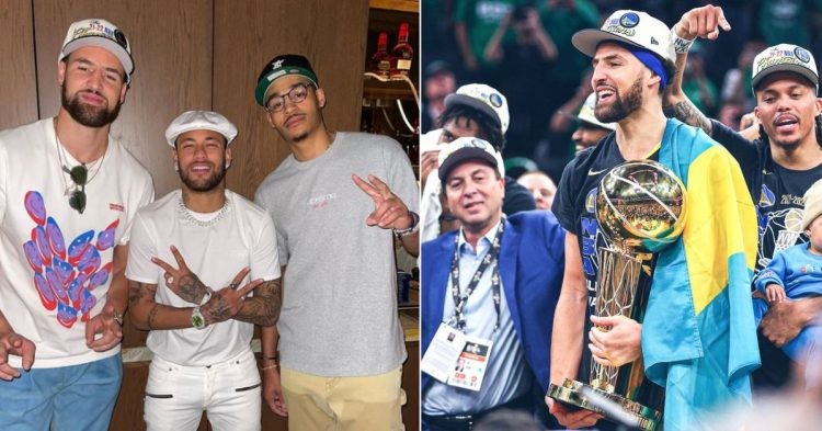 Klay with Neymar after 4th NBA title