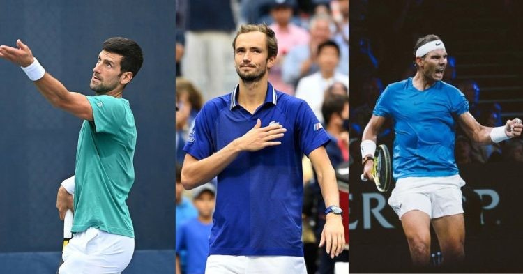 Novak Djokovic, Daniil Medvedev and Rafael Nadal