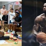 LeBron James working out with Donovan Mitchell
