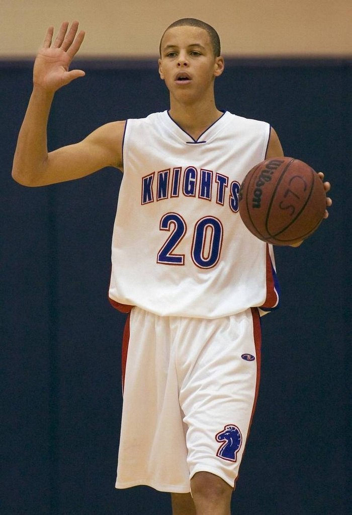 Steph Curry wearing #20 in High school