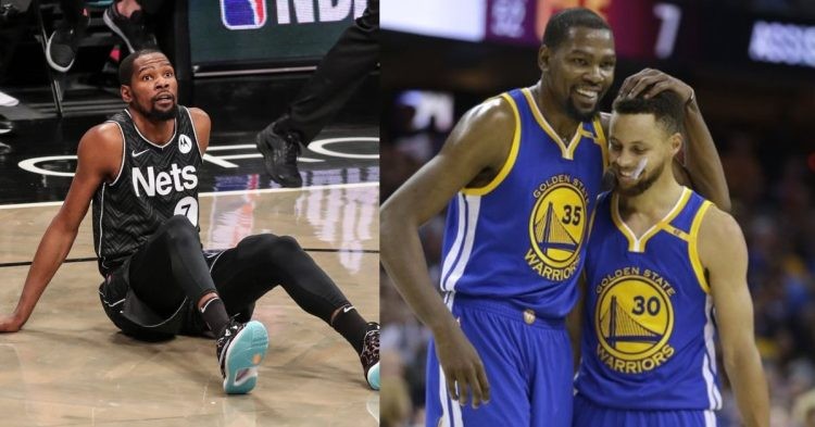 Kevin Durant now and with his former GSW teammate Steph Curry