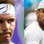 Nick Kyrgios and Rafael Nadal at Wimbledon.