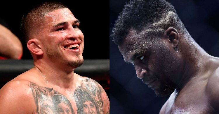 Anthony Pettis inside the octagon and Francis Ngannou
