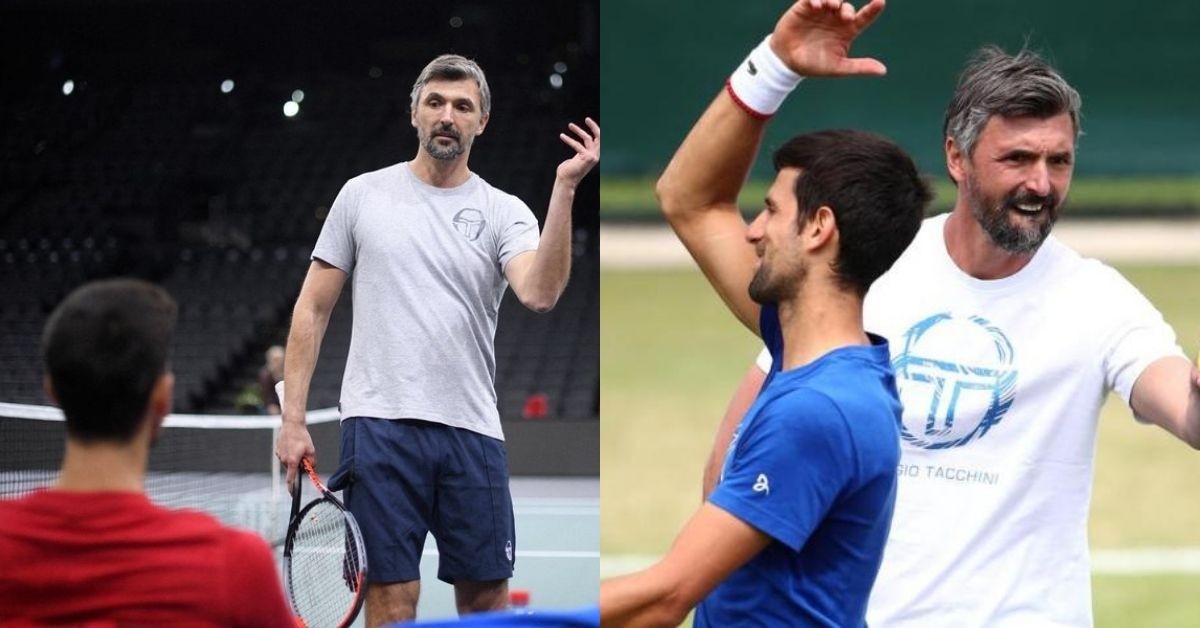 Novak Djokovic practicing with his head-coach Goran Ivanisevic