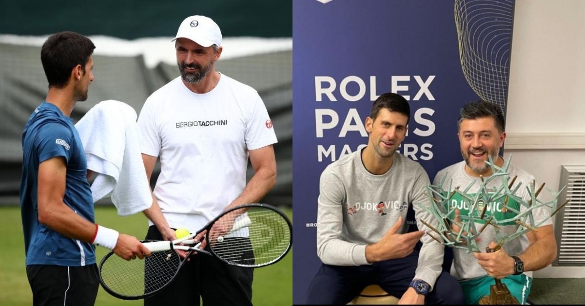 Novak Djokovic with his head coach Goran Ivanisevic and physiotherapist Ulises Badio