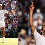 Novak Djokovic winning his seventh Wimbledon Open title.