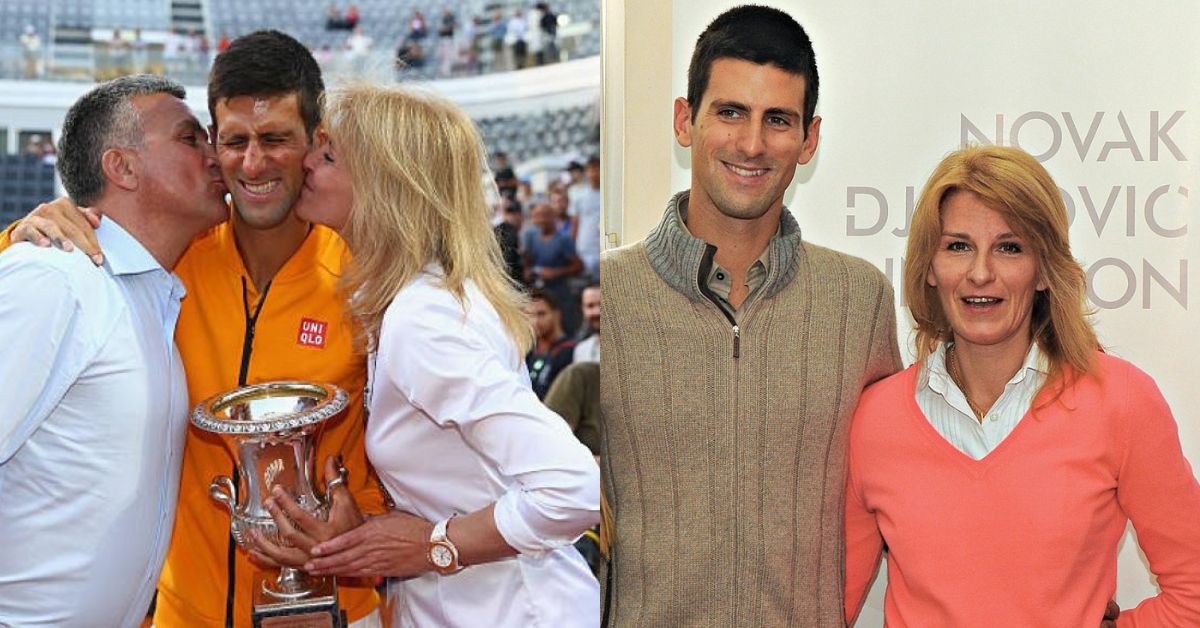 Novak Djokovic with his father Srdjan Djokovic and mother Dijana Djokovic