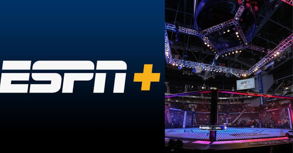 ESPN+ logo and UFC PPV arena