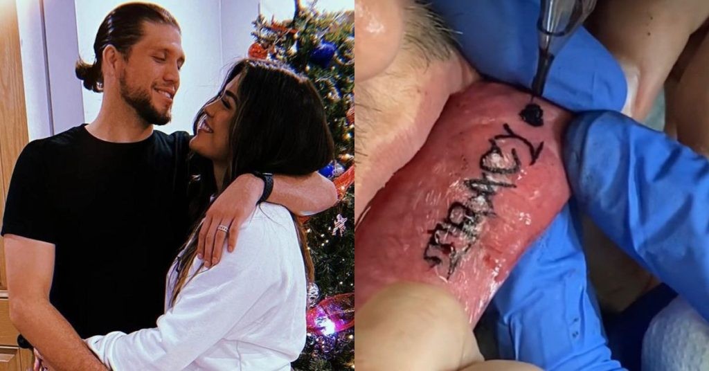 Brian Ortega tattooed Tracy's name on his lips