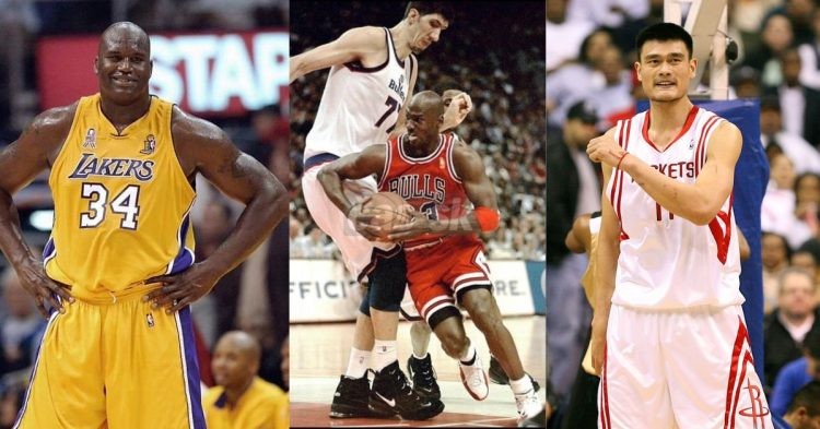 Shaquille O'Neal, Muresan with MJ and Yao Ming