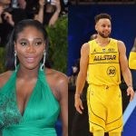 Alexis Ohanian, Serena Williams, Stephen Curry and LeBron James at NBA All-Star game