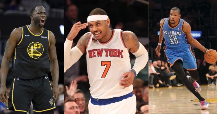 Kevin Durant, Carmelo Anthony and Draymond Green