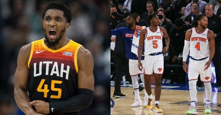 Donovan Mitchell and New York Knicks players