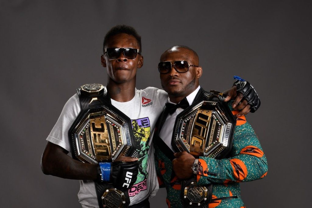 UFC champions Israel Adesanya (left) and Kamaru Usman (right)