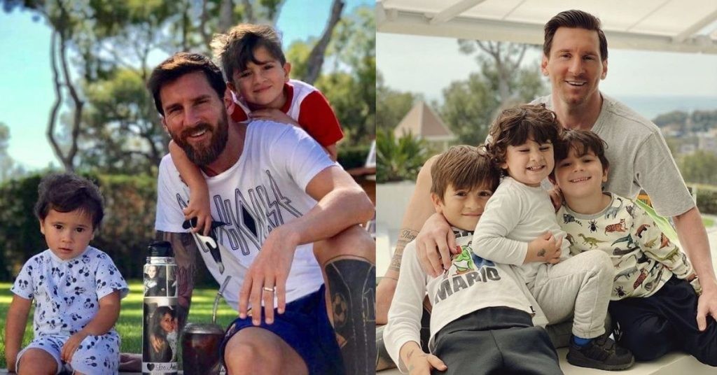 Lionel Messi with his kids
