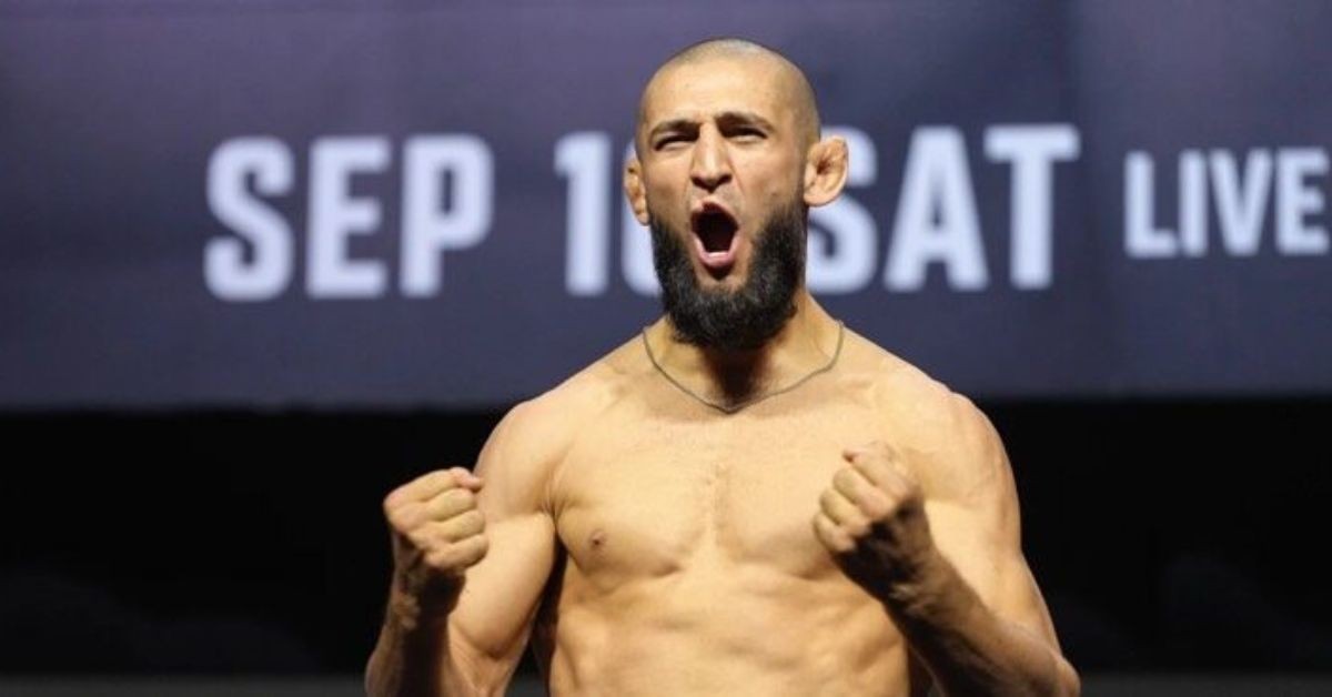 Khamzat Chimaev at the weigh-in for UFC 279