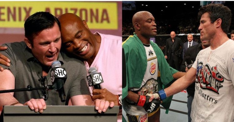 Anderson Silva shares a friendly moment with Chael Sonnen