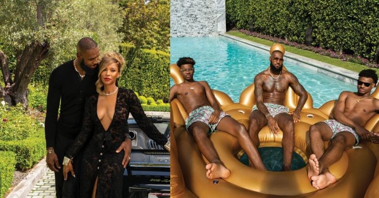 LeBron James with his family