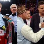 Canelo Alvarez shakes hands with Golovkin after the trilogy bout