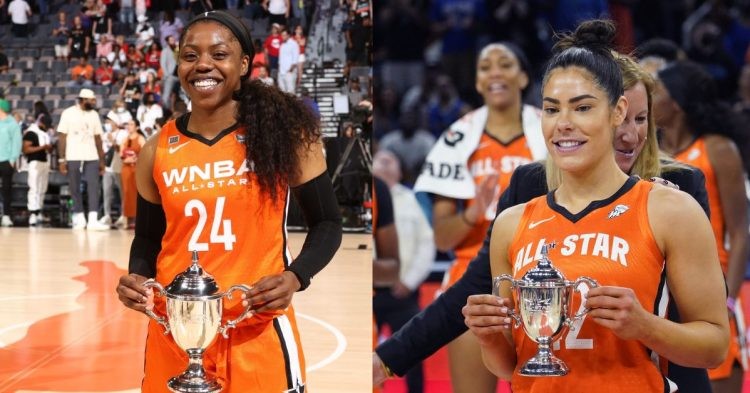 WNBA All star game winners holding trophies